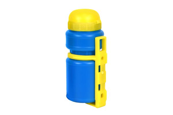 Фляга HL-WB15+BC12, 250мл, пластик, с клапаном и креплением в комплекте,голубая с желтым                                                                                                                                                                  