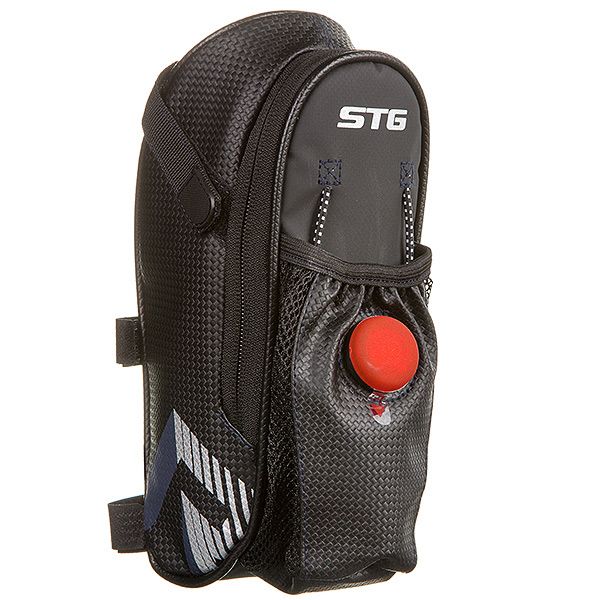 Велосумка STG мод.131396 под седло ,с карманом для фляги, с красным фонарем сзади,1-о отделен                                                                                                                                                             