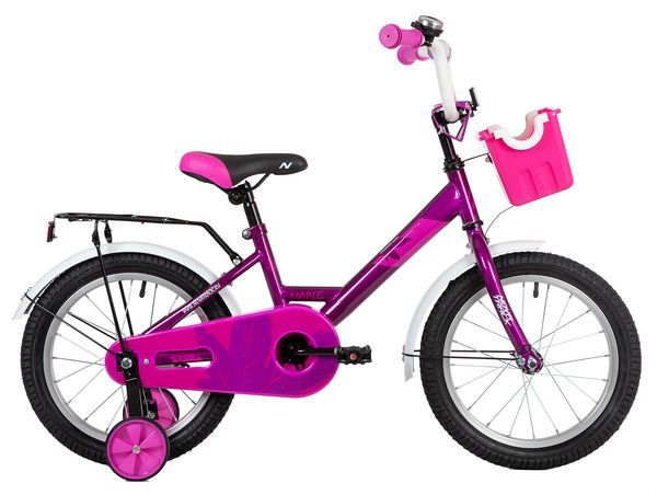 Велосипед NOVATRACK 16" MAPLE пурпурный, полная защита цепи, тормоз нож., багажник, пер.корзина                                                                                                                                                           