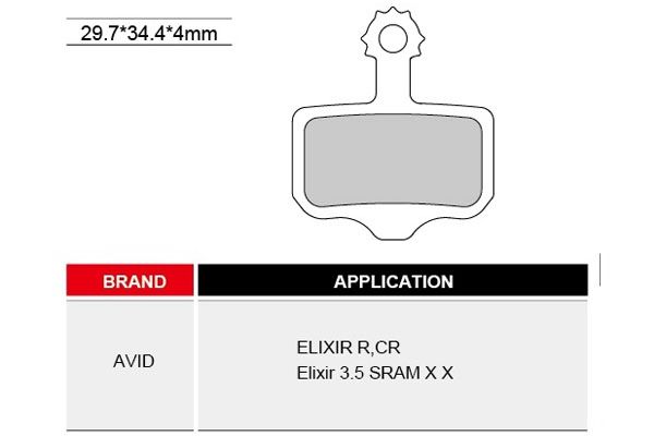 Колодки для дискового тормоза инд.упак.,блистер AVID ELIXIR R, CR, ELIXIR 3.5, SRAM X X Тайвань                                                                                                                                                           