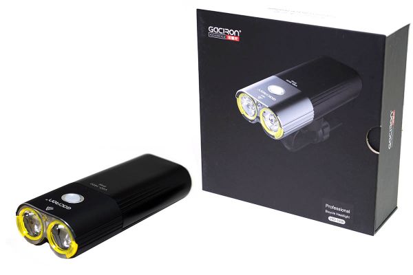 Фонарь передний GACIRON V9D-1600 1600lm,2диода,4режима,Li-аккум,USB,крепл. на руль,алюм.черный,120гр                                                                                                                                                      