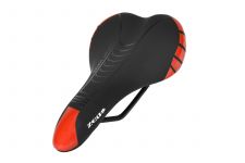 Седло ZEUS Z-6300 MTB Sport 280*140mm,рельсы сталь,анатомическое,черный\красный,370гр                                                                                                                                                                     