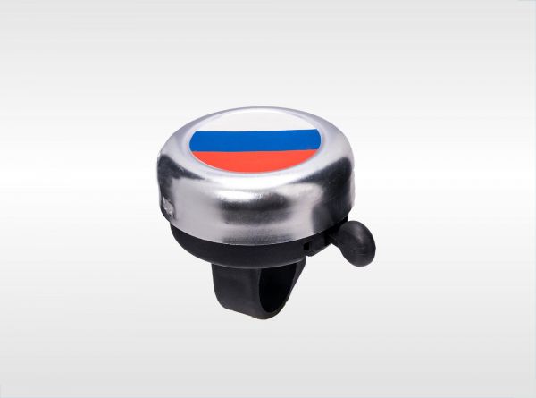 Звонок алюминий/пластик, диаметр 55мм, для велосипеда с флагом "Россия".                                                                                                                                                                                  