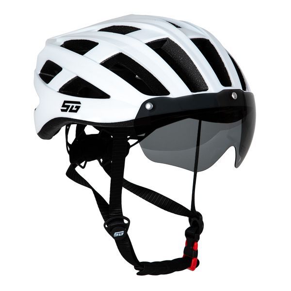 Шлем STG TS-33 с визором и фонарем, M (54-58 см), белый                                                                                                                                                                                                   