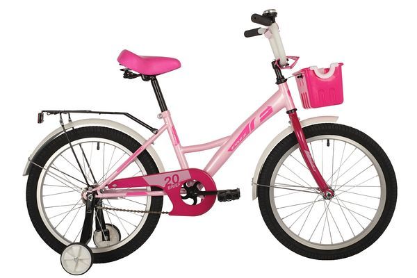Велосипед FOXX 20" BRIEF розовый, сталь, тормоз нож, крылья, багажник, перед.корзина                                                                                                                                                                      