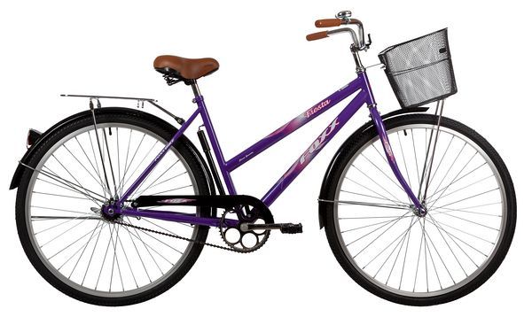 Велосипед FOXX 28" FIESTA фиолетовый, сталь, размер 20" + передняя корзина                                                                                                                                                                                