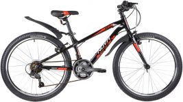 Велосипед NOVATRACK 24" PRIME алюм.рама 13", чёрный, 18-скор, TY21/TS38/SG-6SI, V-brake алюм.                                                                                                                                                             
