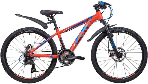 Велосипед NOVATRACK 24" EXTREME, алюм.рама 13" оранжевый, 21-скор, TY300/TS38/TZ500, диск.торм.STG                                                                                                                                                        