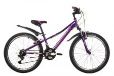 Велосипед NOVATRACK 24" VALIANT сталь.рама 10, фиолетовый, 18-скор, TY21/TS38/SG-6SI, V-brake, корот                                                                                                                                                      