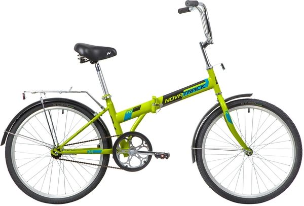 Велосипед NOVATRACK 24" складной, зеленый, тормоз ножной, багажник, крылья                                                                                                                                                                                