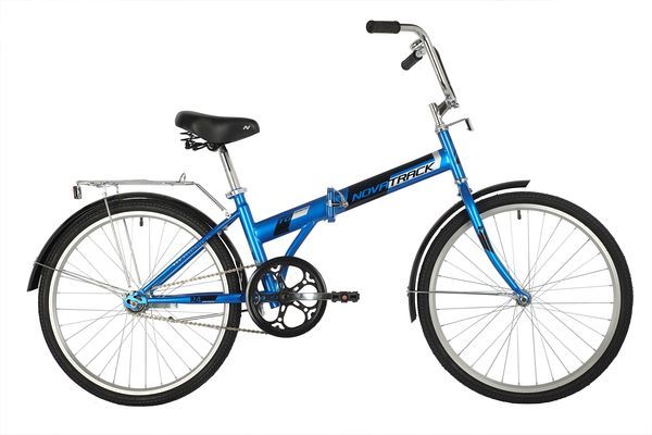 Велосипед NOVATRACK 24" складной, синий, тормоз ножной, багажник, крылья                                                                                                                                                                                  