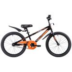 Велосипед NOVATRACK 20", JUSTER,  чёрный, тормоз ножной, защита  А-тип, пластиковые крылья                                                                                                                                                                