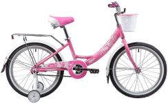 Велосипед NOVATRACK 20", GIRLISH line,розовый,  алюм.рама., тормоз нож, крылья и багажник                                                                                                                                                                 