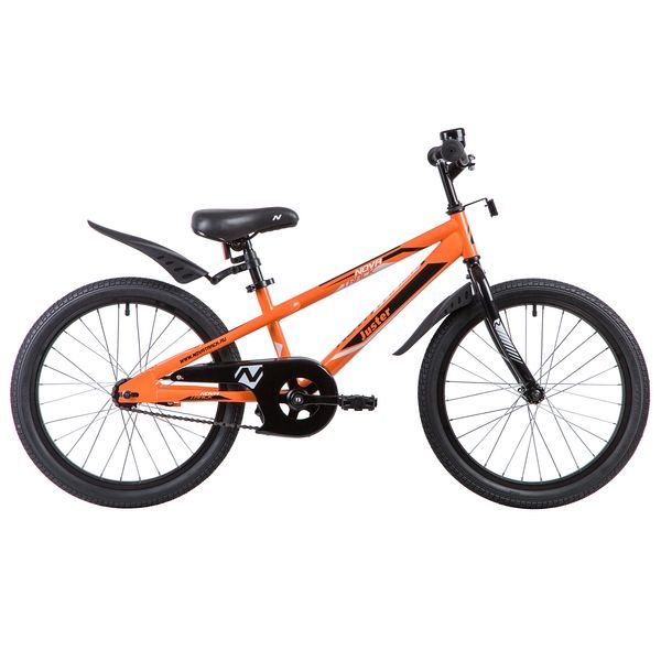 Велосипед NOVATRACK 20", JUSTER,  оранжевый, тормоз ножной, защита  А-тип, пластиковые крылья                                                                                                                                                             