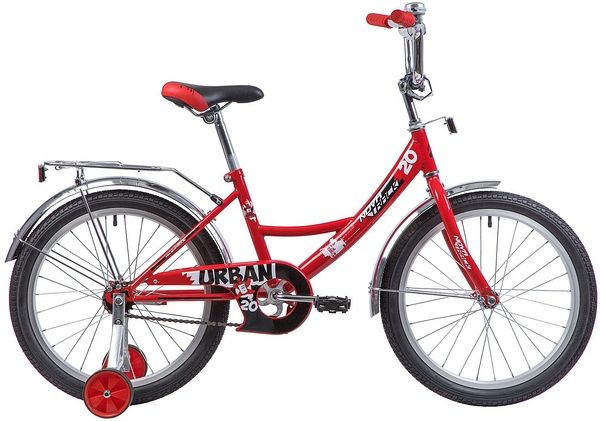 Велосипед NOVATRACK 20", URBAN, красный, защита А-тип, тормоз нож., крылья и багажник хром.                                                                                                                                                               