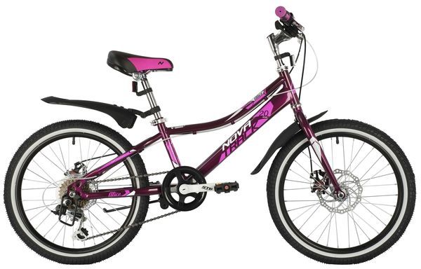 Велосипед NOVATRACK 20" ALICE пурпурный,  стальная рама, 6 скор., Shimano TY21/Microshift TS38, диск                                                                                                                                                      