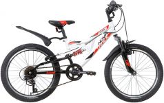 Велосипед NOVATRACK 20" SHARK белый, сталь, 6-скор, Microshift/Power, V-brake                                                                                                                                                                             