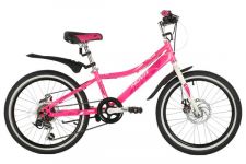 Велосипед NOVATRACK 20" ALICE розовый,  стальная рама, 6 скор., Shimano TY21/Microshift TS38, дисков                                                                                                                                                      