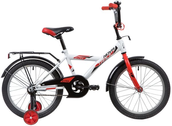 Велосипед NOVATRACK 18" ASTRA белый, тормоз нож, крылья, багажник, защита А-тип                                                                                                                                                                           