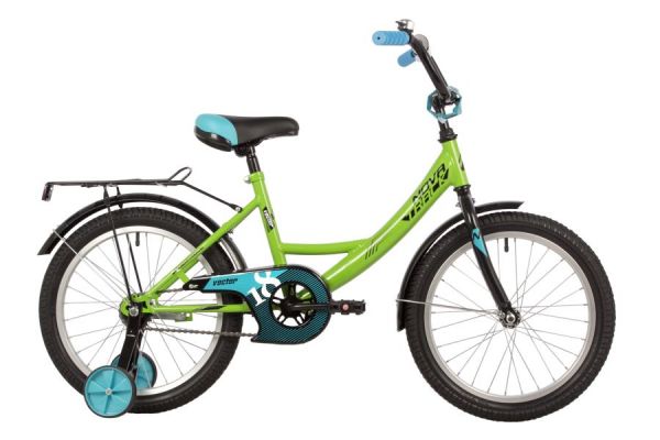 Велосипед NOVATRACK 18" VECTOR лаймовый, защита А-тип, тормоз нож., крылья и багажник чёрн.                                                                                                                                                               