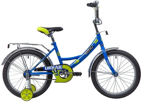 Велосипед NOVATRACK 18", URBAN, синий, защита А-тип, тормоз нож., крылья и багажник хром.,                                                                                                                                                                
