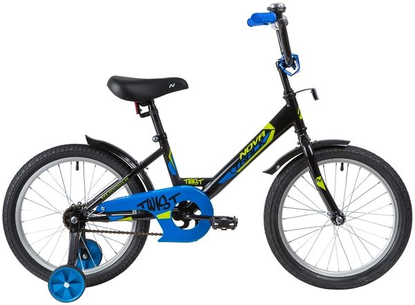 Велосипед NOVATRACK 18" TWIST черный, тормоз нож, крылья корот, защита А-тип                                                                                                                                                                              