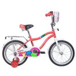 Велосипед NOVATRACK 16", CANDY, коралловый, полная защита цепи, тормоз нож., сумочка на руль, крылья                                                                                                                                                      