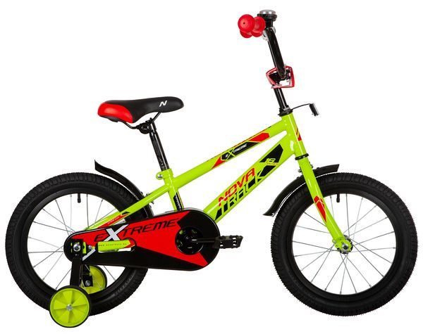 Велосипед NOVATRACK 16" EXTREME зеленый, сталь, тормоз нож, короткие крылья, полная защ.цепи                                                                                                                                                              