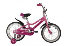 Велосипед NOVATRACK 16" NOVARA алюм., розовый, пер.руч., зад.нож. тормоз, короткие крылья, полная за                                                                                                                                                      