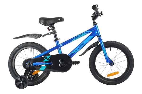 Велосипед NOVATRACK 16" JUSTER синий, сталь, тормоз нож, пласт крылья, полная защ. цепи                                                                                                                                                                   