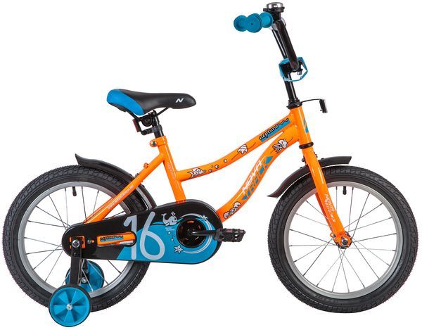 Велосипед NOVATRACK 16" NEPTUNE оранжевый, тормоз нож, крылья корот, полная защ.цепи                                                                                                                                                                      