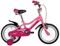 Велосипед NOVATRACK 14" NOVARA алюм., розовый, пер.руч., зад.нож. тормоз, короткие крылья, полная за                                                                                                                                                      