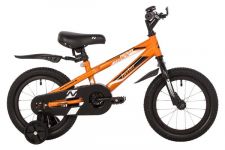 Велосипед NOVATRACK 14", JUSTER,  оранжевый, тормоз ножной, полная защита  цепи, чёрные крылья                                                                                                                                                            