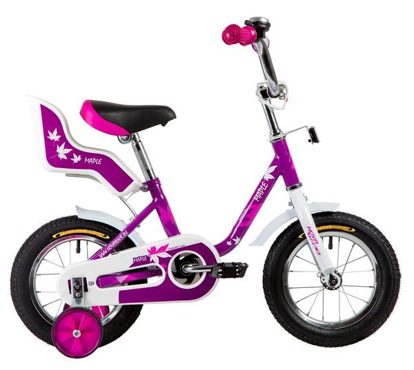 Велосипед NOVATRACK 12" MAPLE, фиолетовый,полная защита цепи, тормоз нож, крылья цвет, сидение для к                                                                                                                                                      