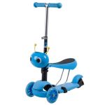 Самокат Novatrack Disco-kids Saddle для детей, трансформер, свет.колеса PU 120*90мм, голубой                                                                                                                                                              